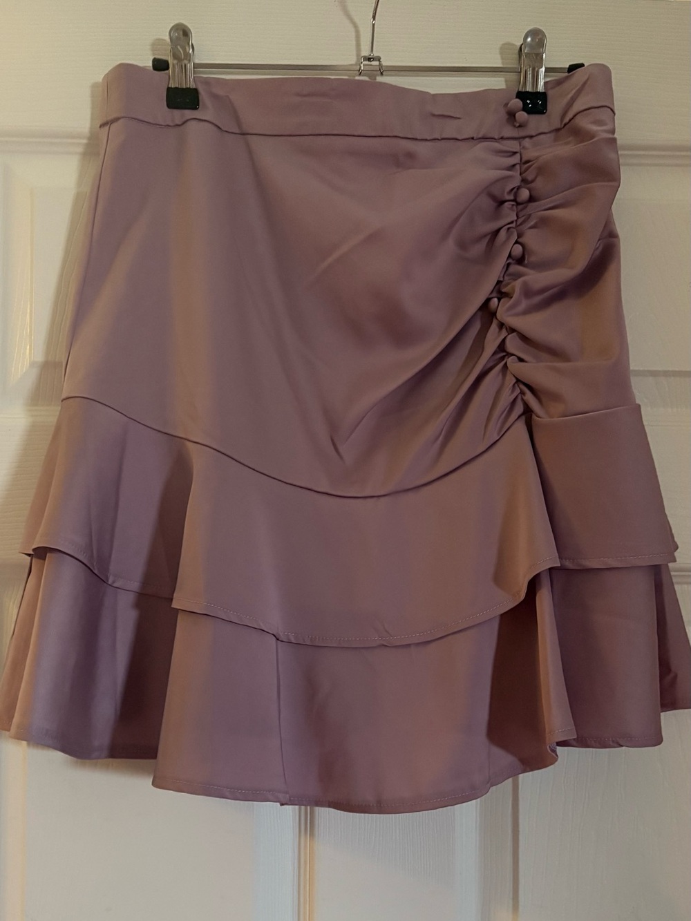 Boohoo Lilac Ruffled Tiered Mini Skirt